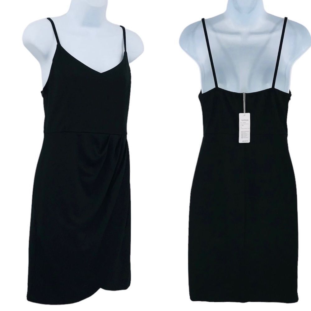 Zalalus Faux Wrap Sarong Style Little Black Dress